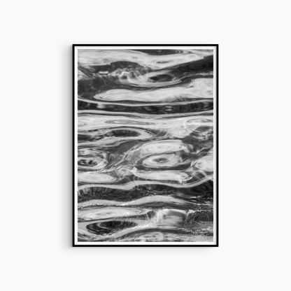 Minimalist water pattern photography printable, black and white swirl wall art, abstract coastal print