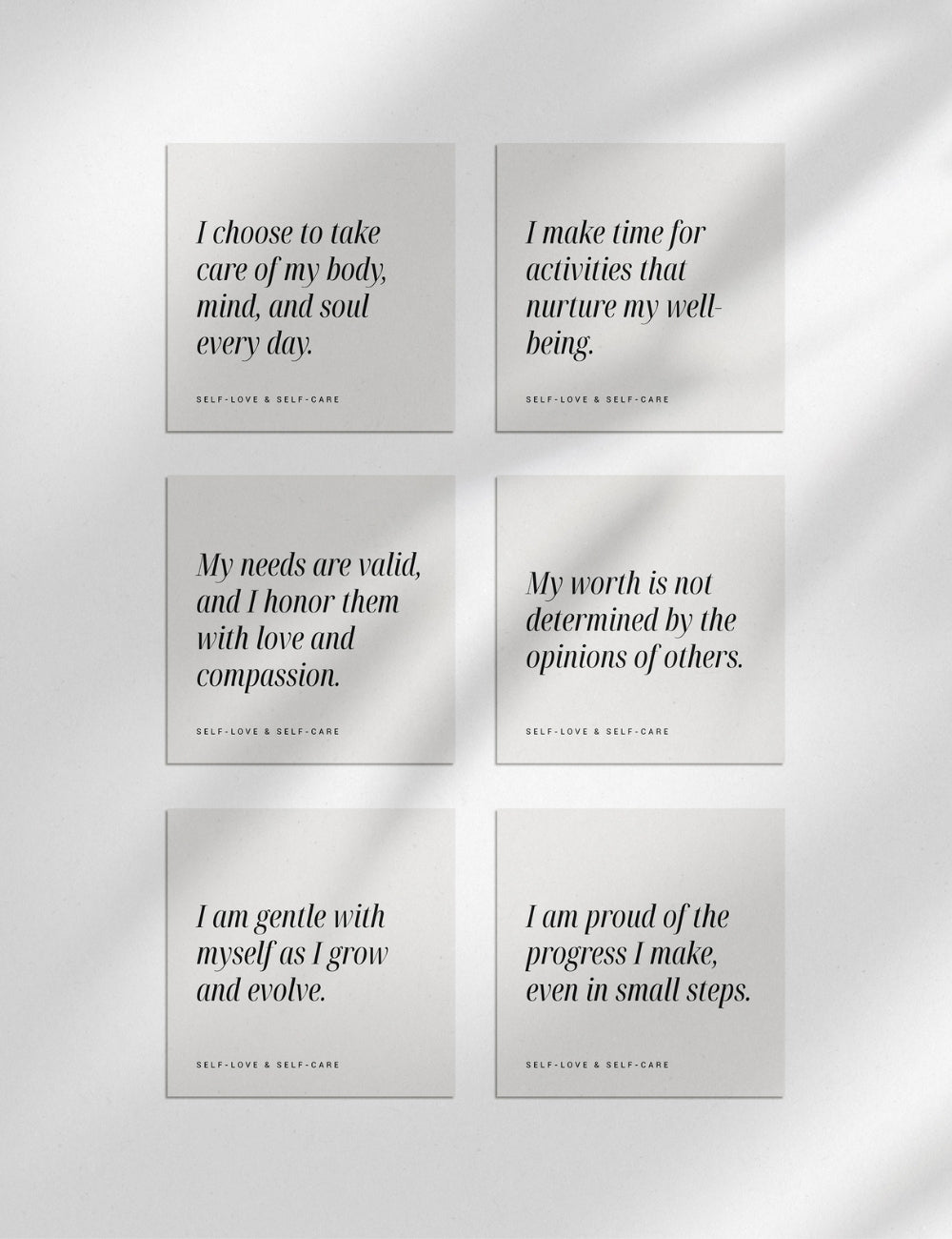 Printable Positive Affirmation Cards. Self-Love and Self-Care Affirmations.