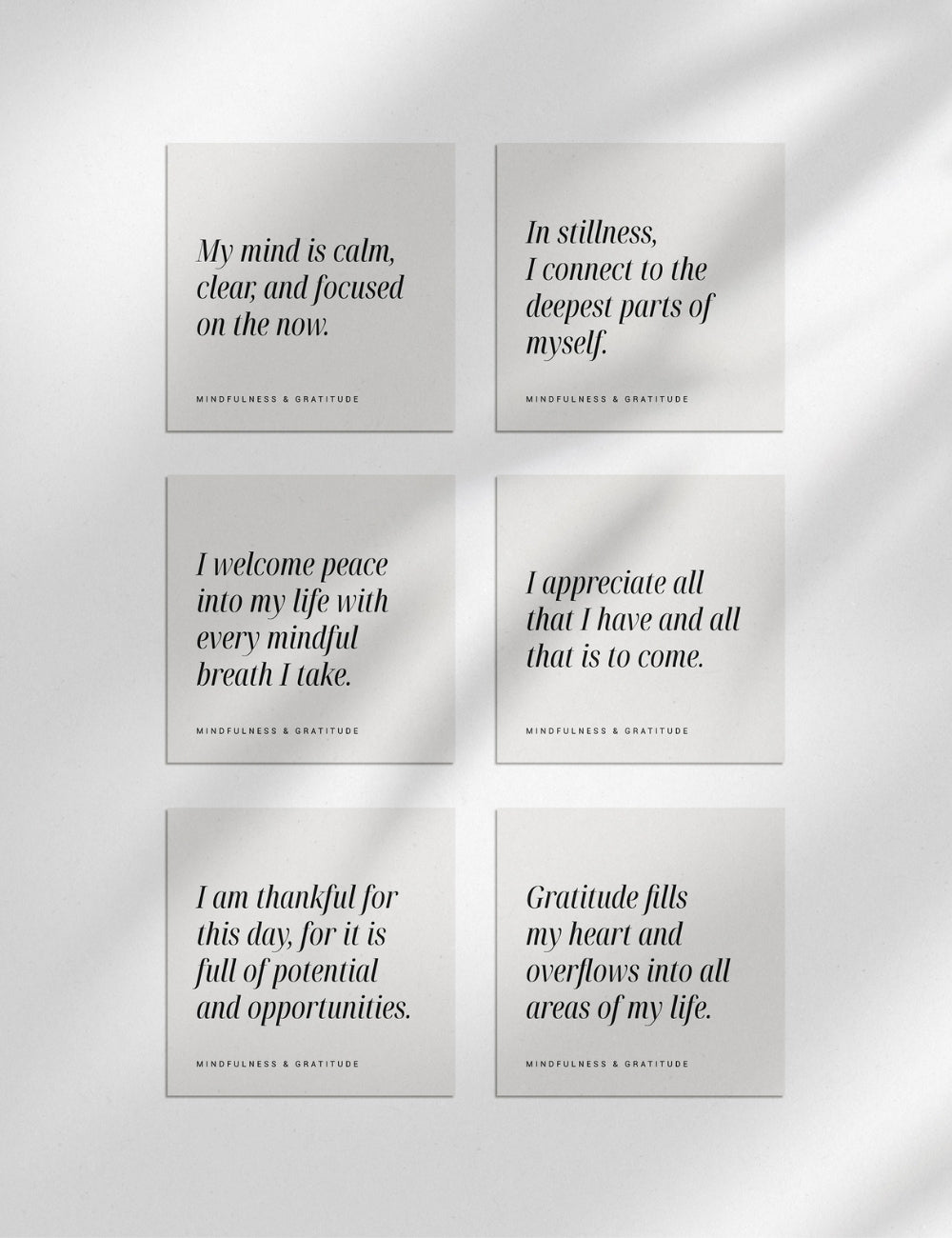 Printable Positive Affirmation Cards. Mindfulness and Gratitude Affirmations.