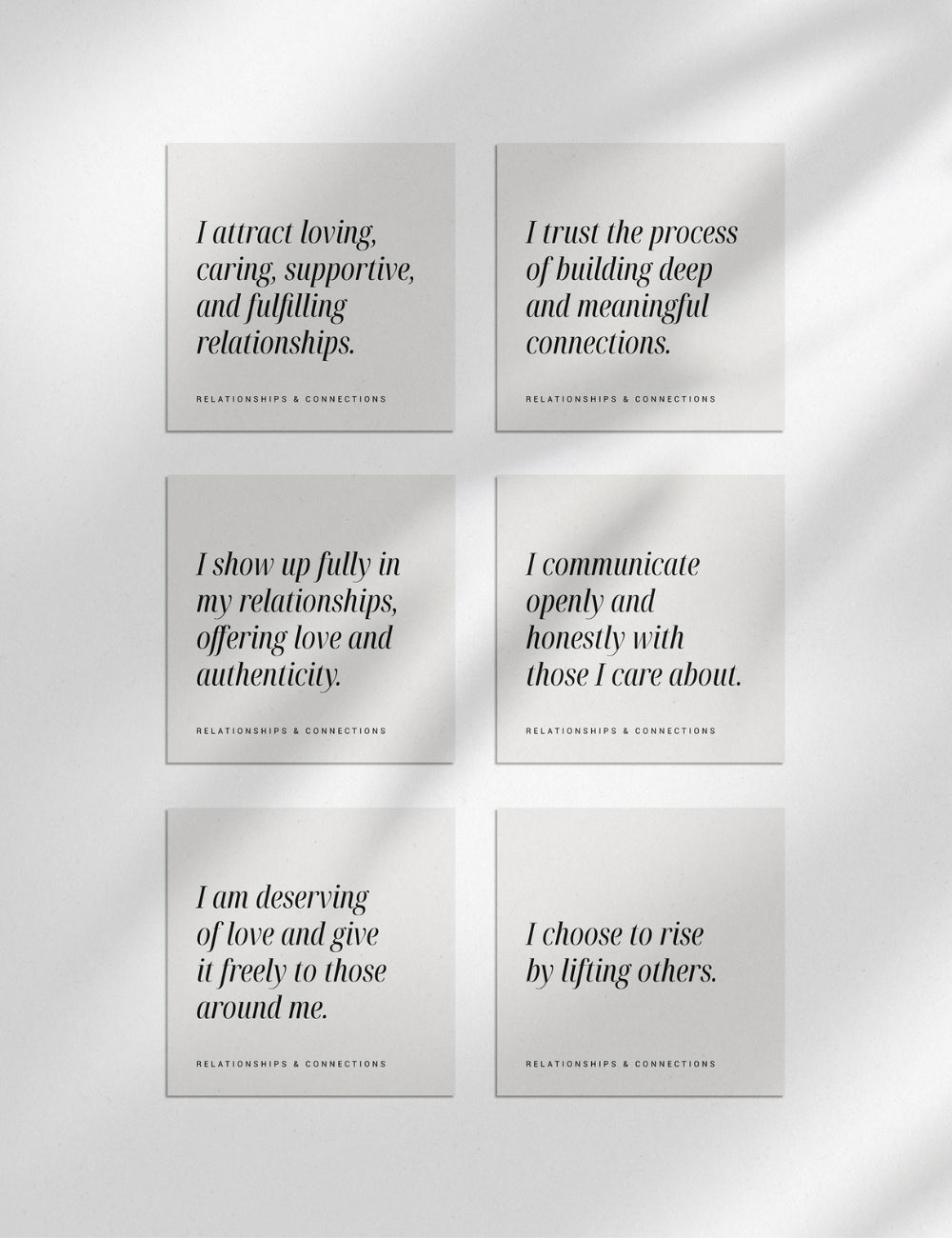 Printable Positive Affirmation Cards. Relationships and Connections Affirmations.