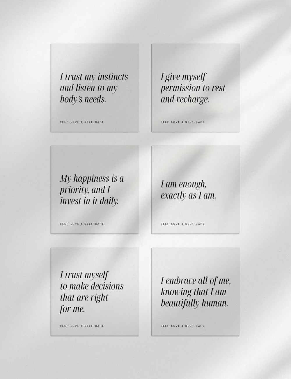 Printable Positive Affirmation Cards. Self-Love and Self-Care Affirmations.