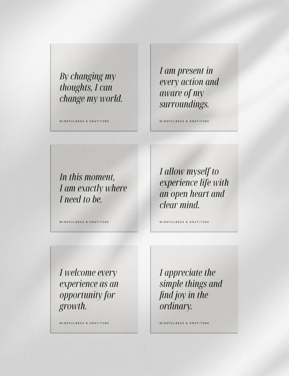 Printable Positive Affirmation Cards. Mindfulness and Gratitude Affirmations.