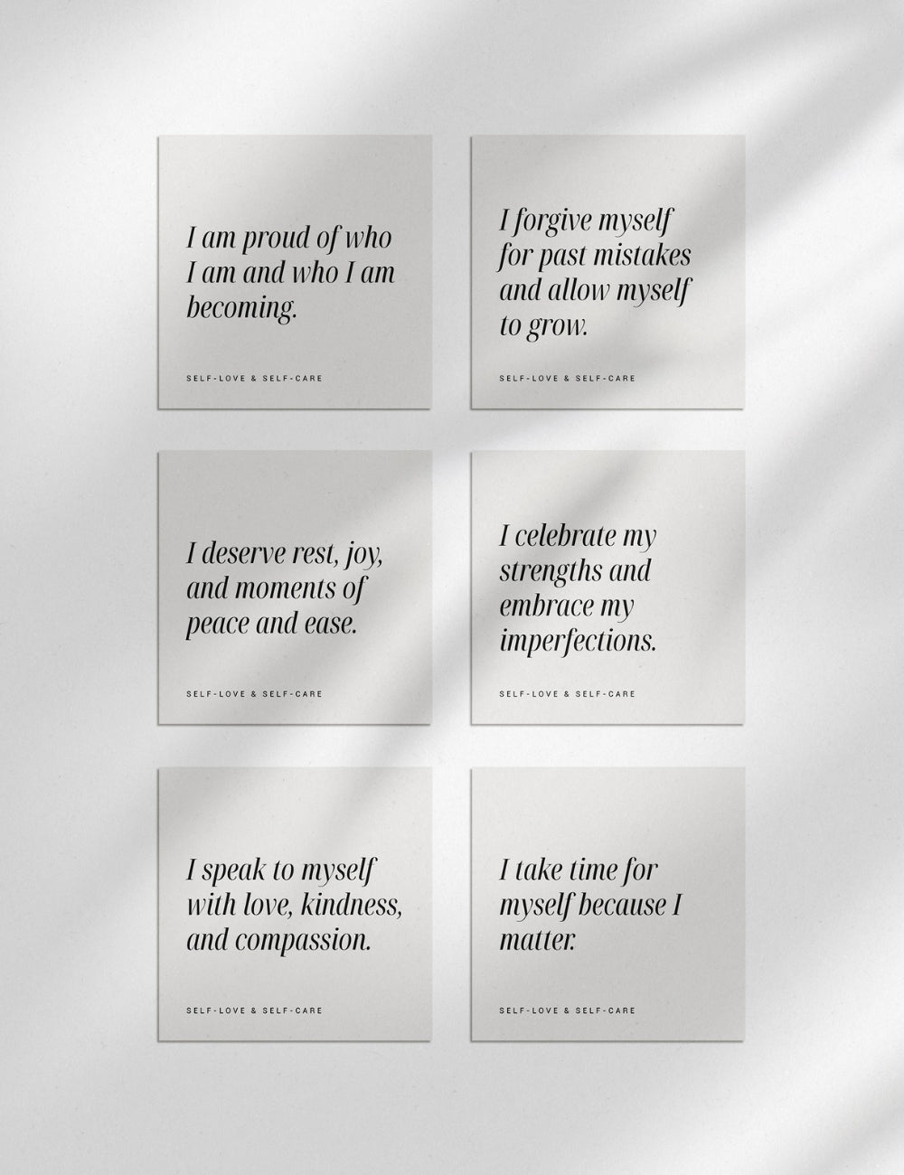 Printable Positive Affirmation Cards. Self-Love and Self-Care Affirmations.