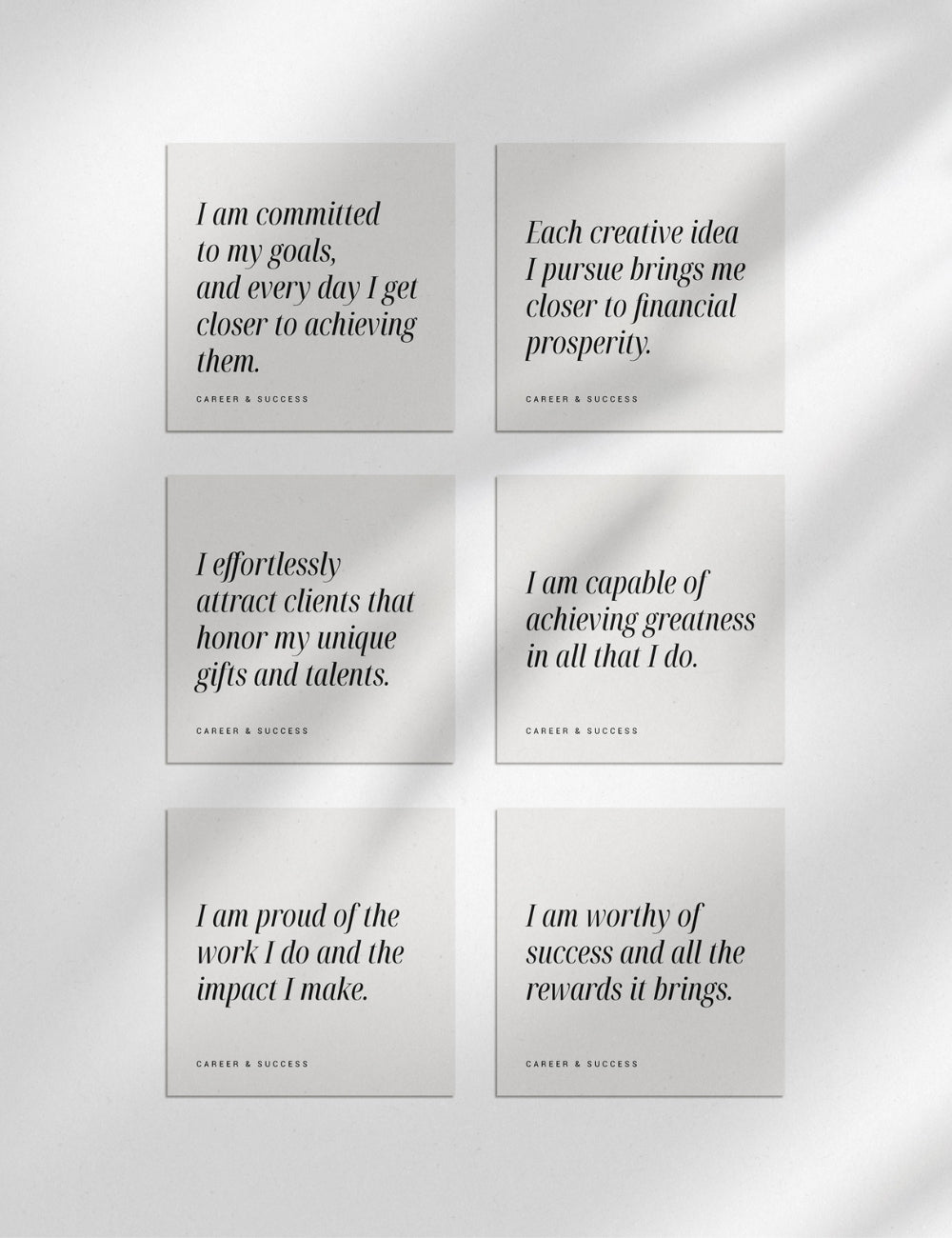 Printable Positive Affirmation Cards. Career and Success Affirmations.