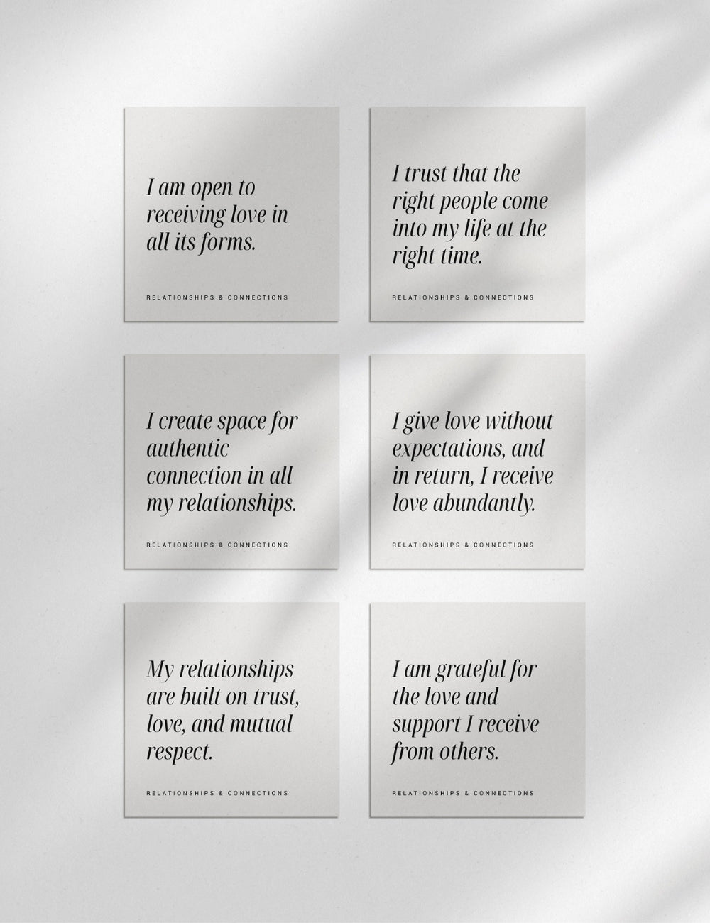 Printable Positive Affirmation Cards. Relationships and Connections Affirmations.