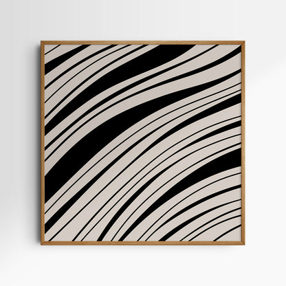 Neutral Abstract Art. Wavy Black and Beige. Printable Wall Art Illustration.