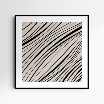 Neutral Abstract Art. Wavy Black and Beige. Printable Wall Art Illustration.