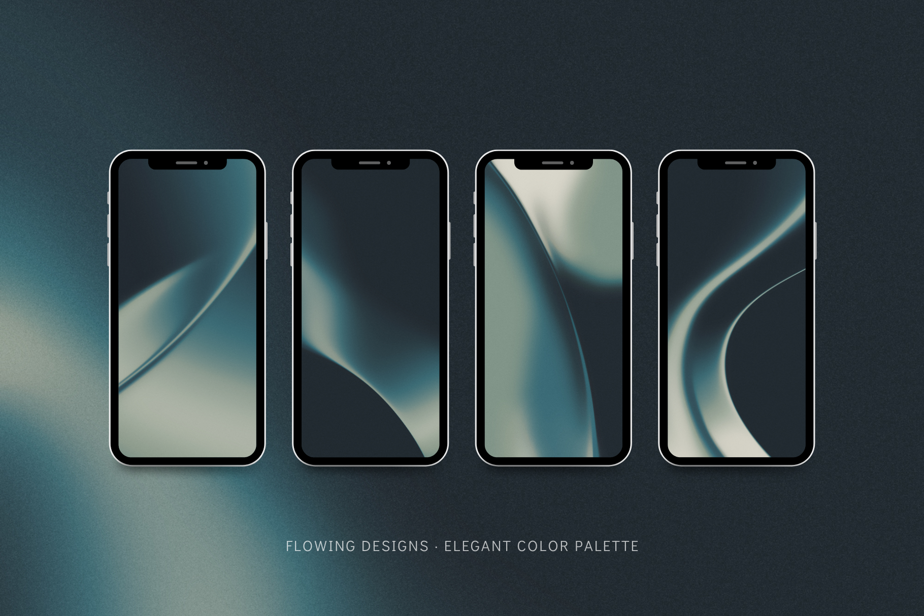 Modern abstract gradient blur backgrounds. Flowing, wavy designs in blue, teal, and muted green.