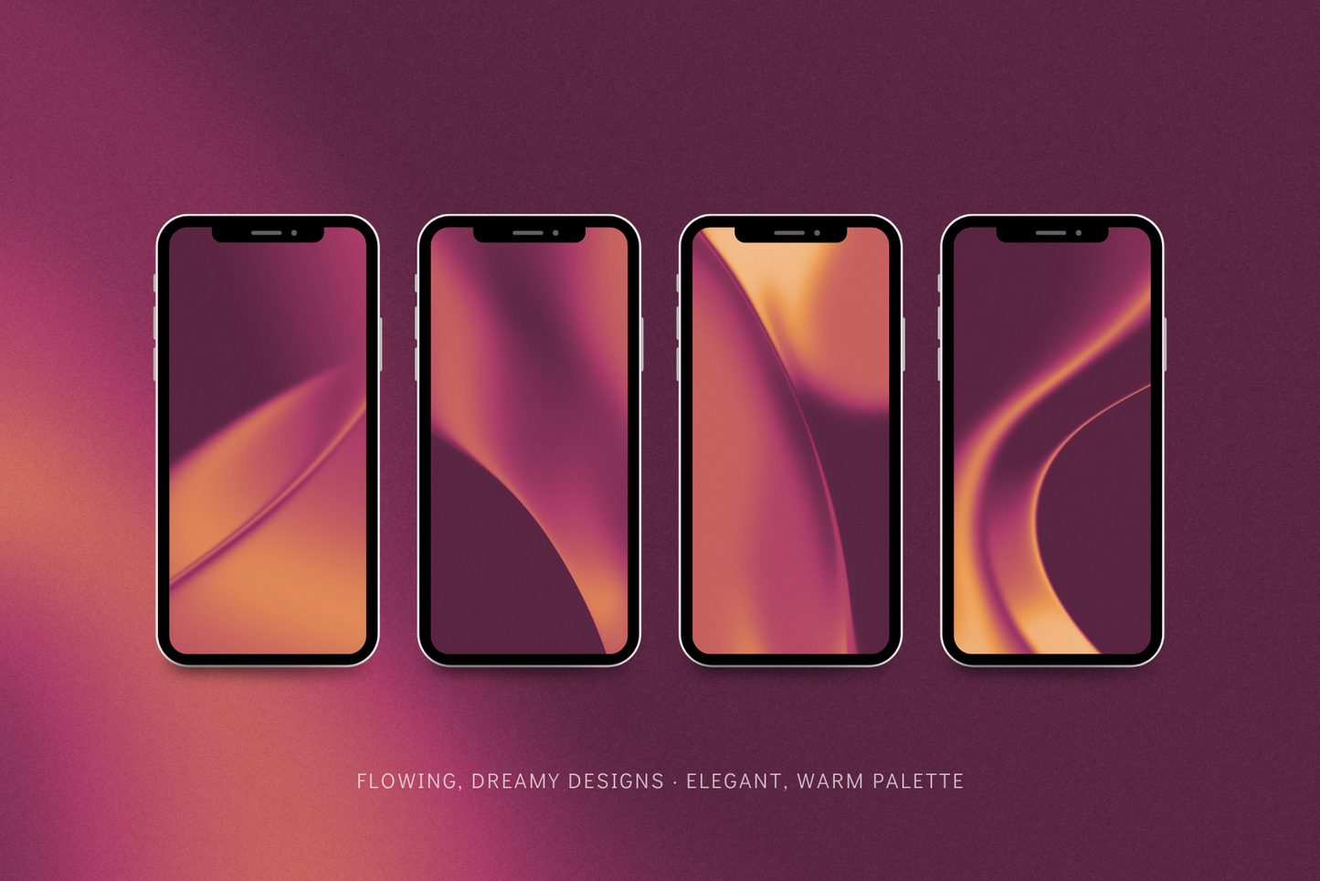 Modern abstract gradient blur backgrounds. Flowing, wavy designs in magenta, pink, rose, and orange.