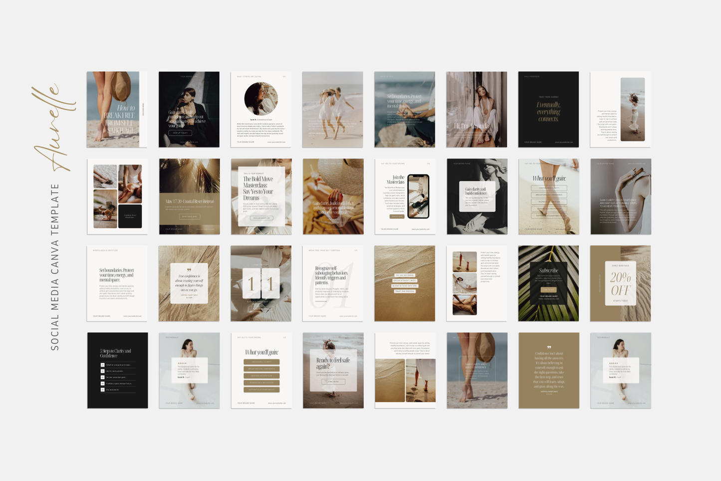 Modern Instagram post Canva templates for wellness coaches, clean, editorial layouts and graphics