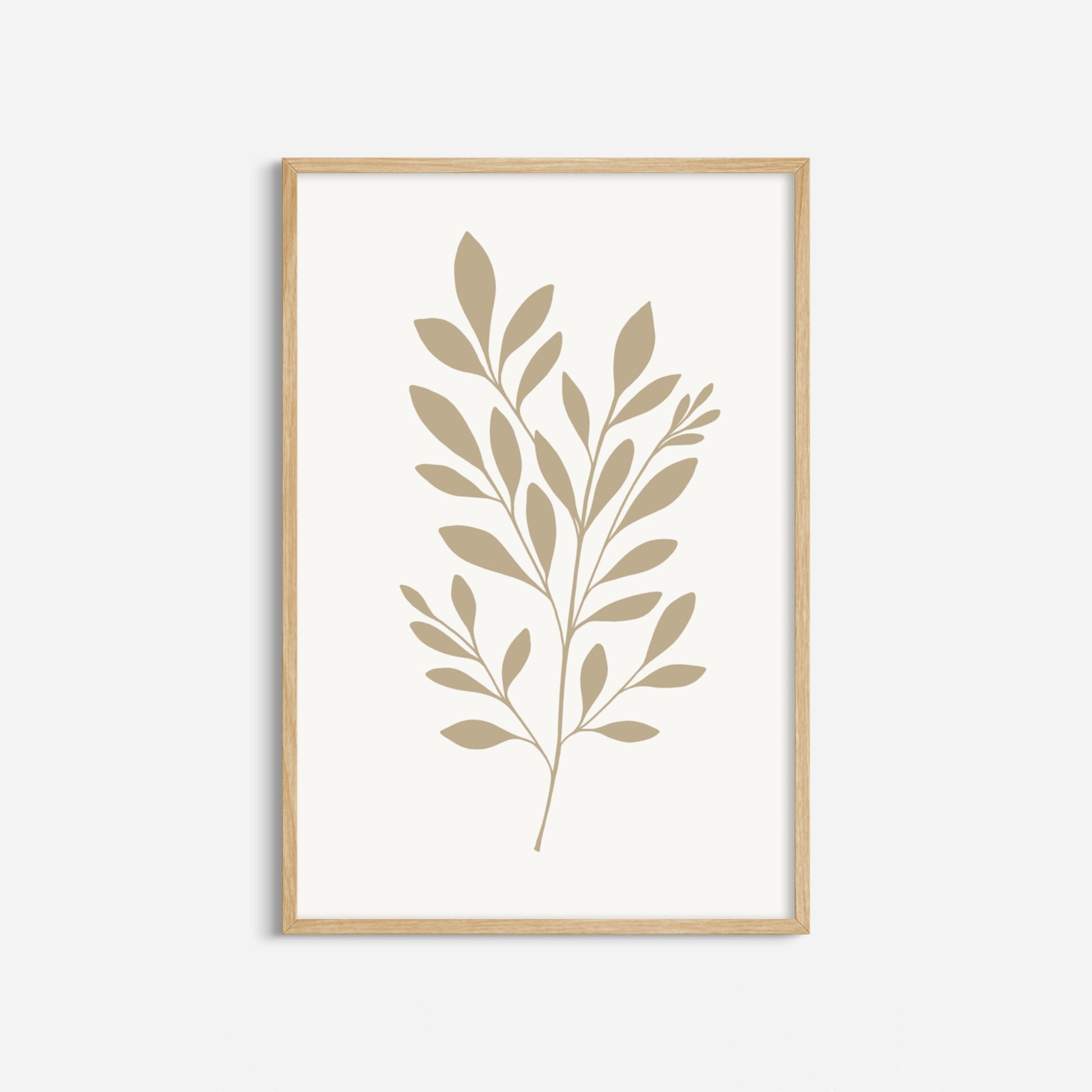 BOTANICAL WALL ART. NEUTRAL LEAF ART SET OF 3 PRINTS. Printable Wall Art Illustration.