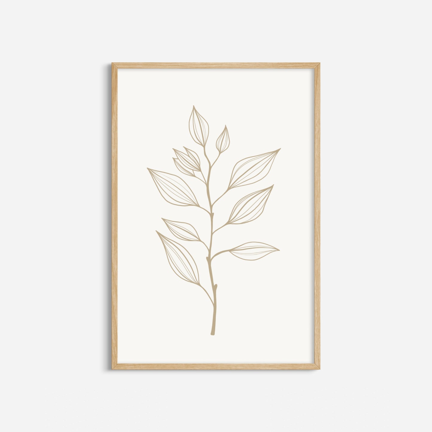 BOTANICAL WALL ART. NEUTRAL LEAF ART SET OF 3 PRINTS. Printable Wall Art Illustration.