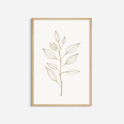 BOTANICAL WALL ART. NEUTRAL LEAF ART SET OF 3 PRINTS. Printable Wall Art Illustration.