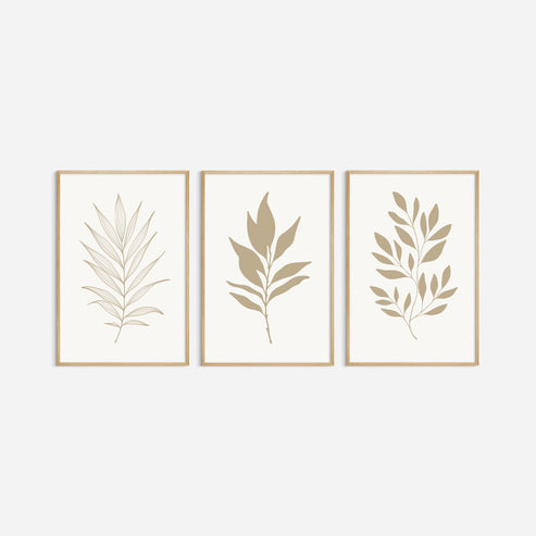 Printable Botanical Wall Art. Neutral Leaf Art Set of 3 Prints. – PAPER ...