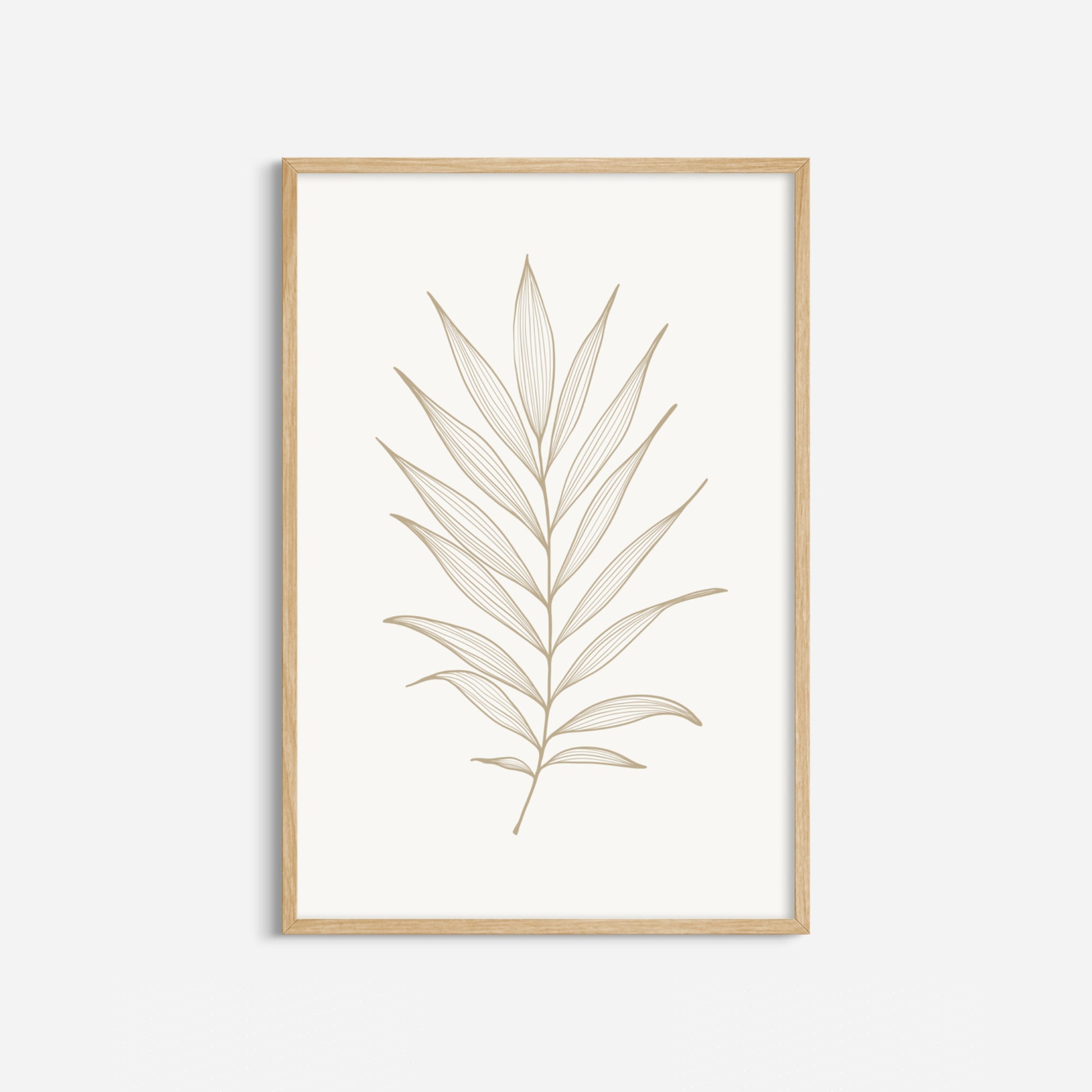 BOTANICAL WALL ART. NEUTRAL LEAF ART SET OF 3 PRINTS. Printable Wall Art Illustration.