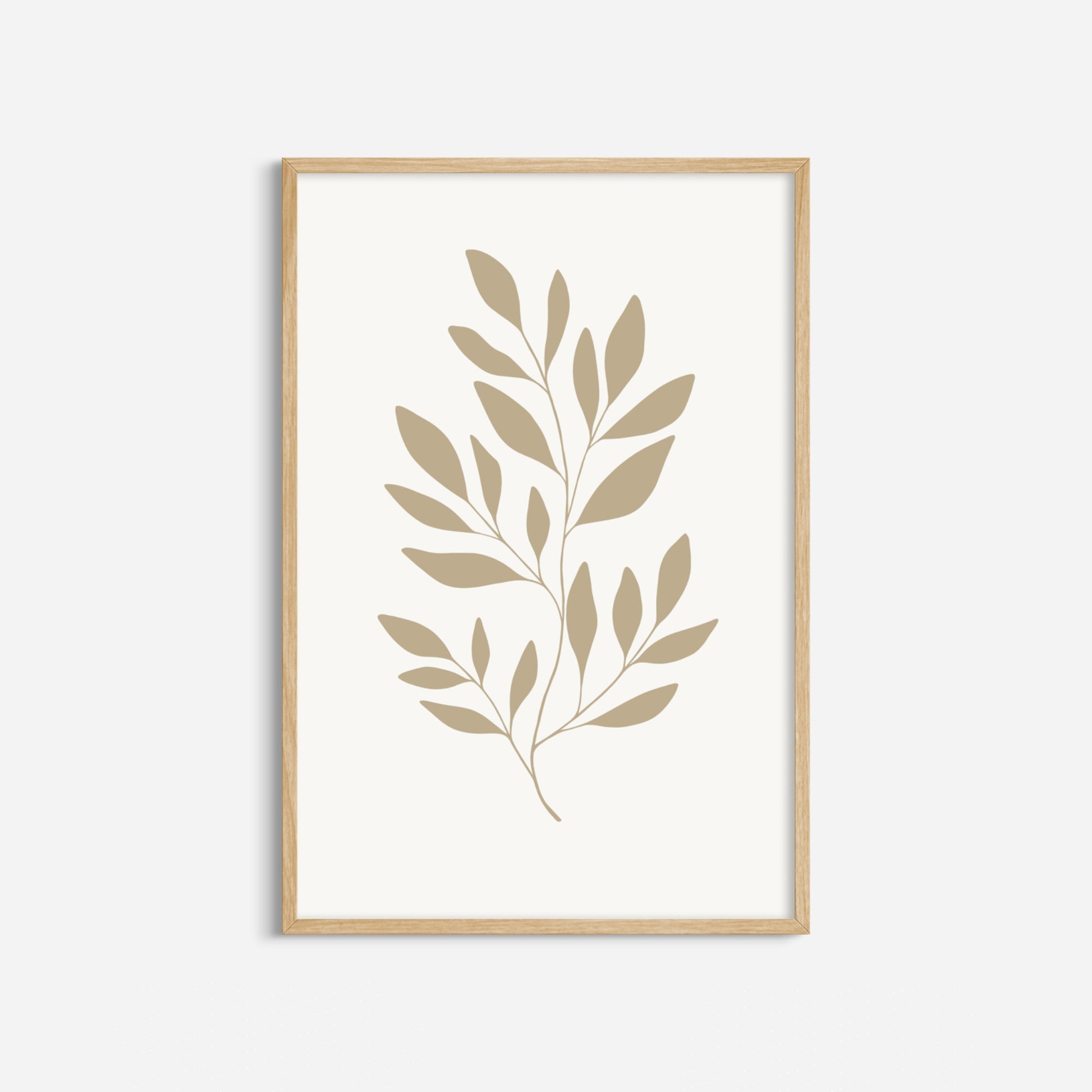 BOTANICAL WALL ART. NEUTRAL LEAF ART SET OF 3 PRINTS. Printable Wall Art Illustration.