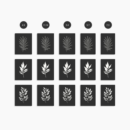 BOTANICAL WALL ART. NEUTRAL LEAF ART SET OF 3 PRINTS. Printable Wall Art Illustration.