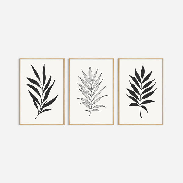 Printable Botanical Wall Art. Neutral Tropical Leaf Art Set of 3 Prints ...