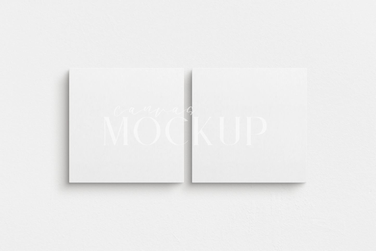 Canvas Mockup 1:1 Square Set of 2 Canvases | Unframed Art Canvas Mockup | Square Canvas PSD Mockup Template | Front View