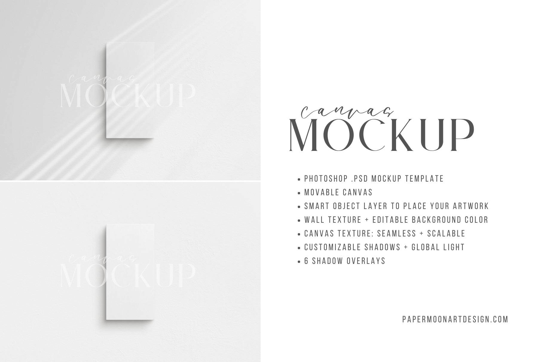 Canvas Mockup 1:2 Portrait | Unframed Art Canvas Mockup | Vertical Canvas Mockup Template PSD | Front View