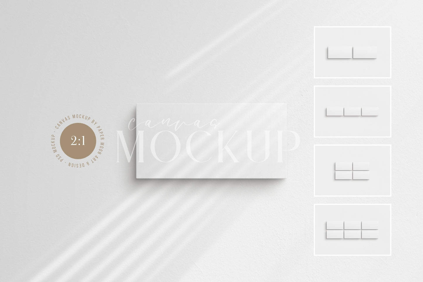 Canvas Mockup 2:1, 1:2 Landscape Single + Sets of 2, 3, 4, 6 Horizontal Canvases | Unframed Art Canvas Mockup | Horizontal Canvas Mockup Template PSD | Front View
