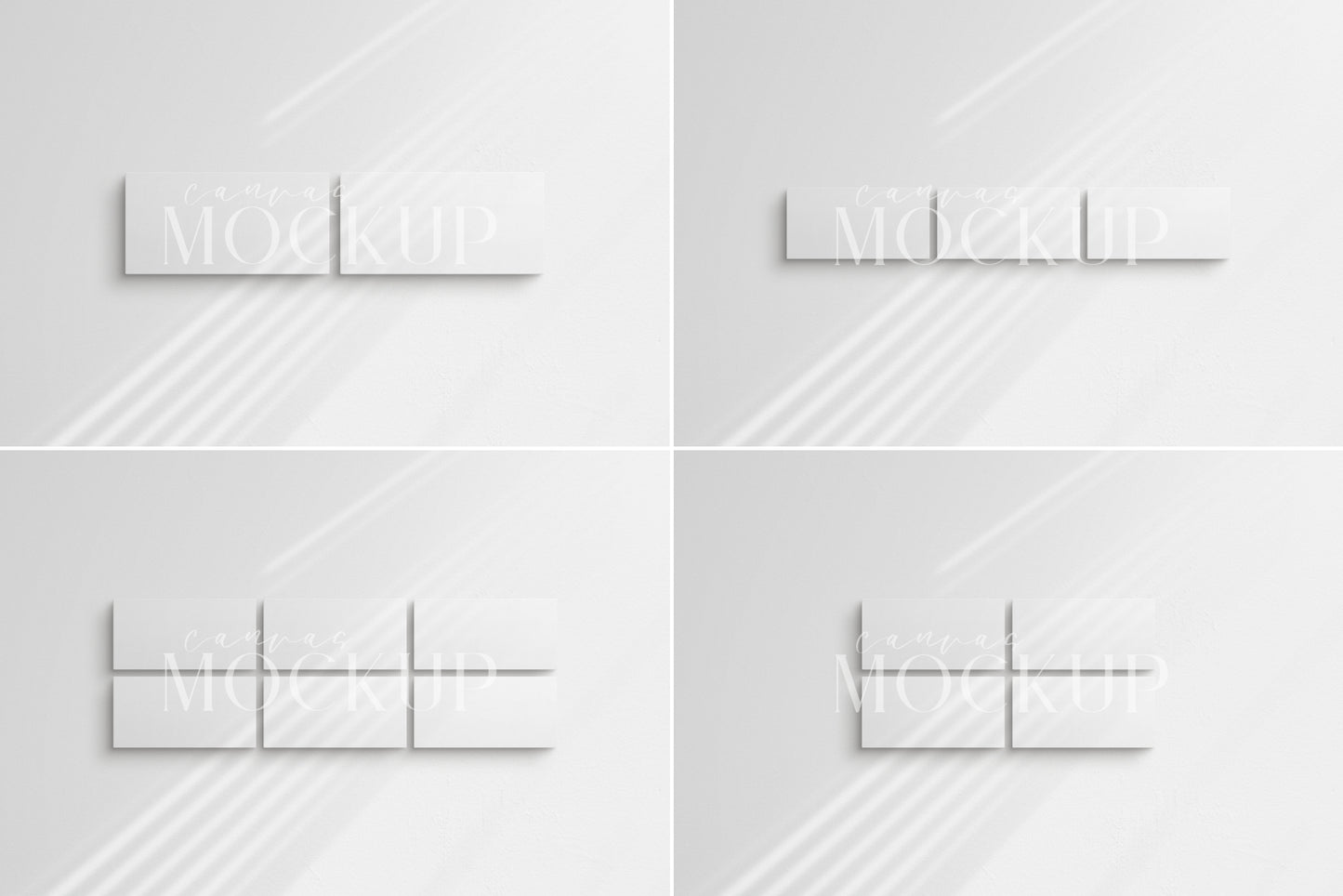 Canvas Mockup 2:1, 1:2 Landscape Single + Sets of 2, 3, 4, 6 Horizontal Canvases | Unframed Art Canvas Mockup | Horizontal Canvas Mockup Template PSD | Front View