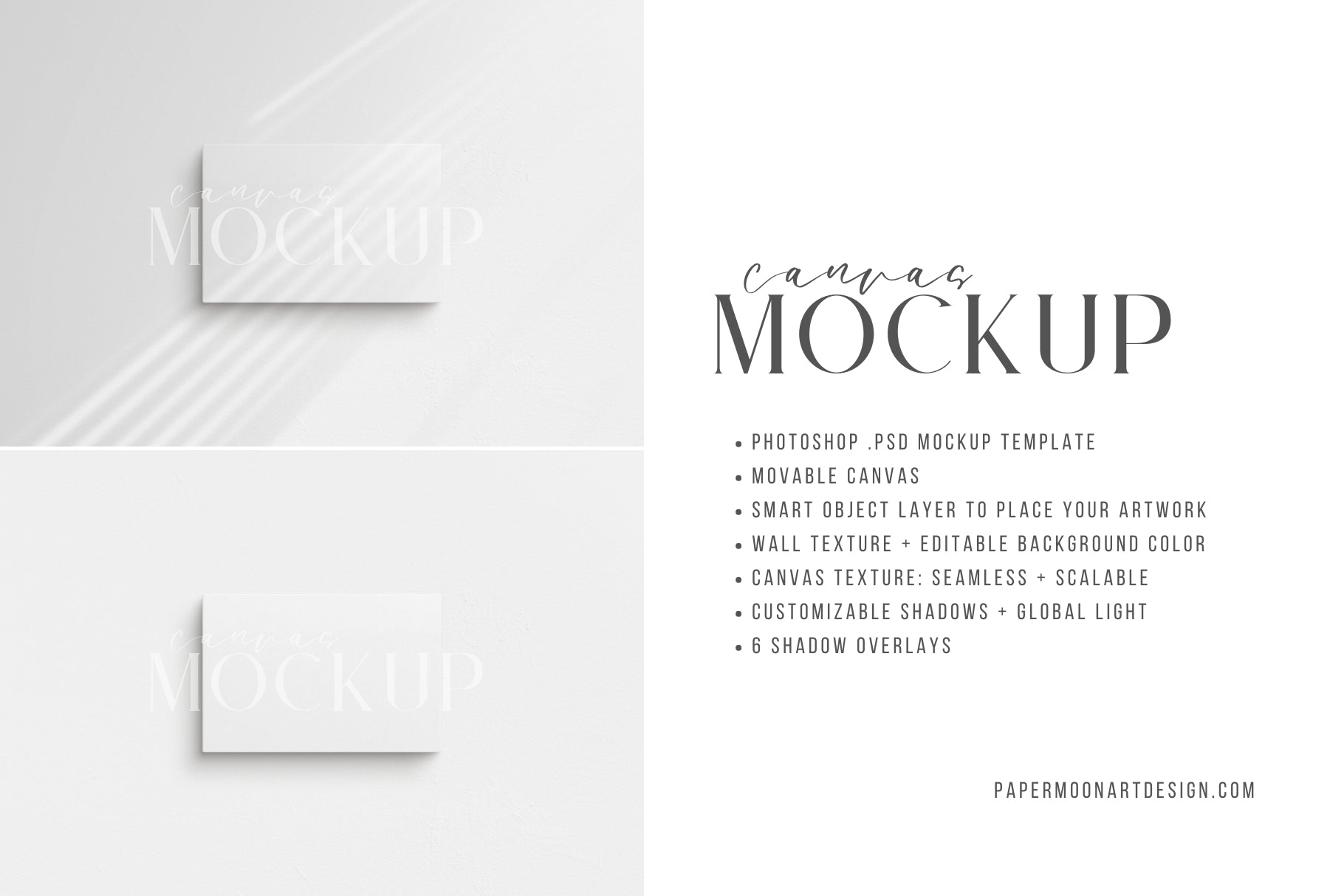 Canvas Mockup 3:2, 2:3 Landscape | Unframed Art Canvas Mockup | Horizontal Canvas Mockup Template PSD | Front View