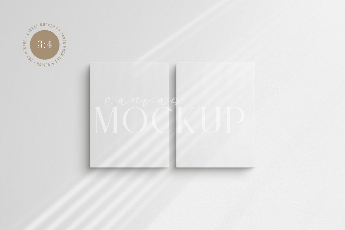 Canvas Mockup 3:4 Portrait Set of 2 Canvases | Unframed Art Canvas Mockup | Vertical Canvas Mockup Template PSD | Front View