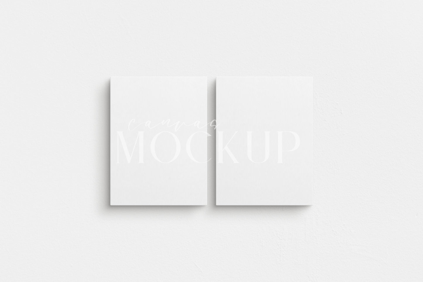 Canvas Mockup 3:4 Portrait Set of 2 Canvases | Unframed Art Canvas Mockup | Vertical Canvas Mockup Template PSD | Front View