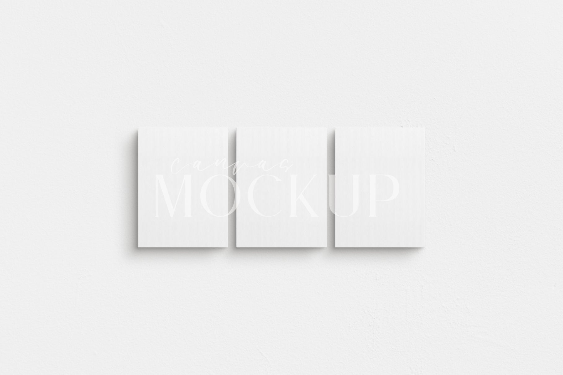 Canvas Mockup 3:4 Portrait Set of 3 Canvases | Unframed Art Canvas Mockup | Vertical Canvas Mockup Template PSD | Front View