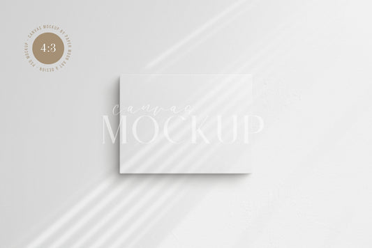 Canvas Mockup 4:3, 3:4 Landscape | Unframed Art Canvas Mockup | Horizontal Canvas Mockup Template PSD | Front View