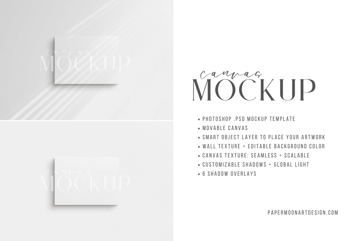 Canvas Mockup 4:3, 3:4 Landscape | Unframed Art Canvas Mockup | Horizontal Canvas Mockup Template PSD | Front View