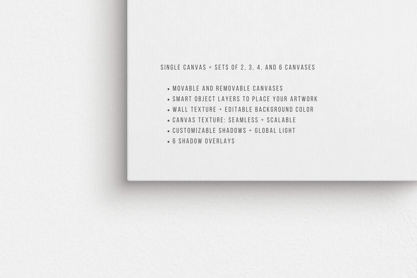 Canvas Mockup 4:3, 3:4 Landscape Single + Sets of 2, 3, 4, 6 Horizontal Canvases | Unframed Art Canvas Mockup | Horizontal Canvas Mockup Template PSD | Front View