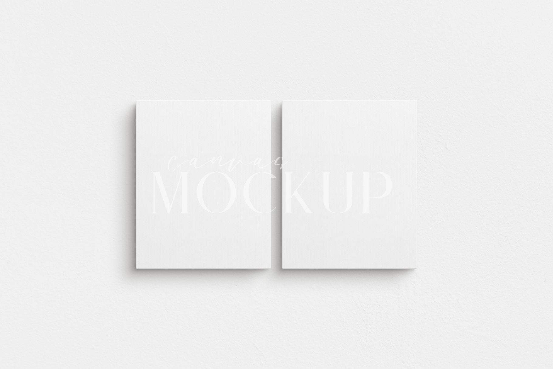 Canvas Mockup 4:5 Portrait Set of 2 Canvases | Unframed Art Canvas Mockup | Vertical Canvas Mockup Template PSD | Front View