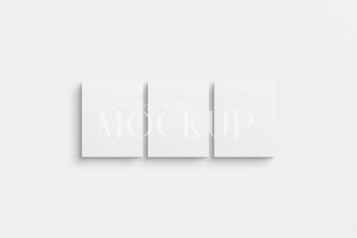 Canvas Mockup 4:5 Portrait Set of 3 Canvases | Unframed Art Canvas Mockup | Vertical Canvas Mockup Template PSD | Front View