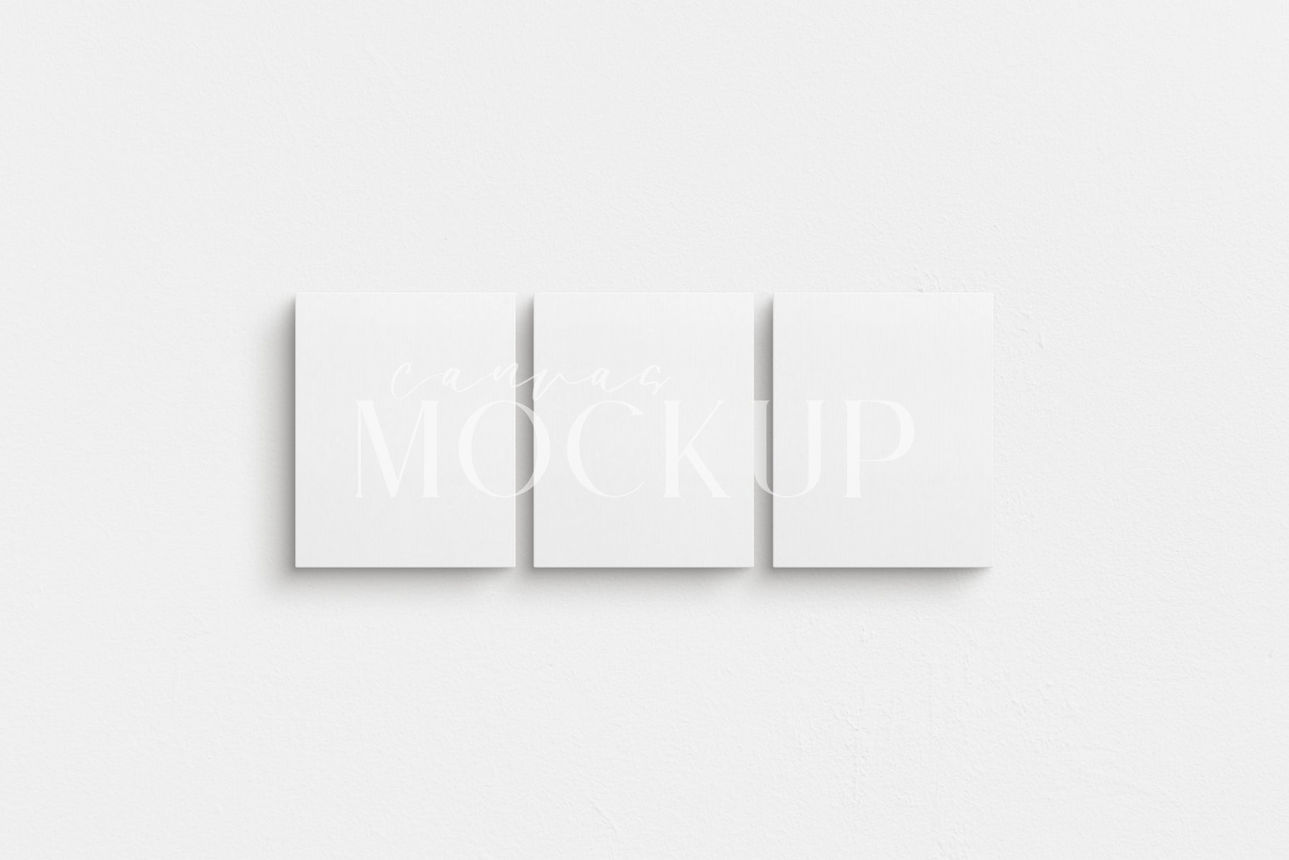 Canvas Mockup 4:5 Portrait Set of 3 Canvases | Unframed Art Canvas Mockup | Vertical Canvas Mockup Template PSD | Front View