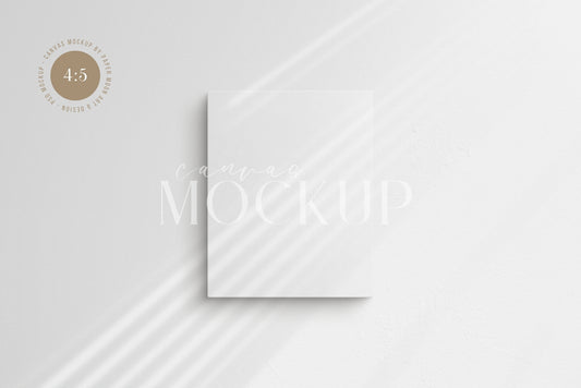 Canvas Mockup 4:5 Portrait | Unframed Art Canvas Mockup | Vertical Canvas Mockup Template PSD | Front View