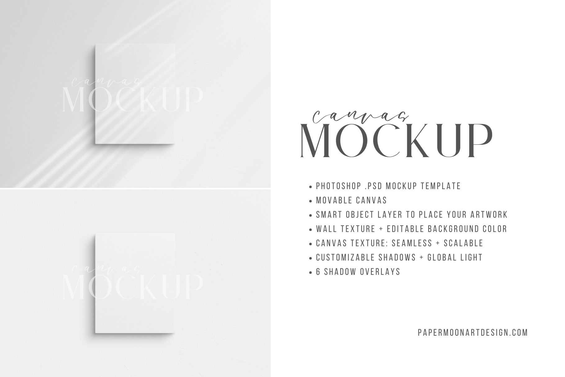 Canvas Mockup 4:5 Portrait | Unframed Art Canvas Mockup | Vertical Canvas Mockup Template PSD | Front View