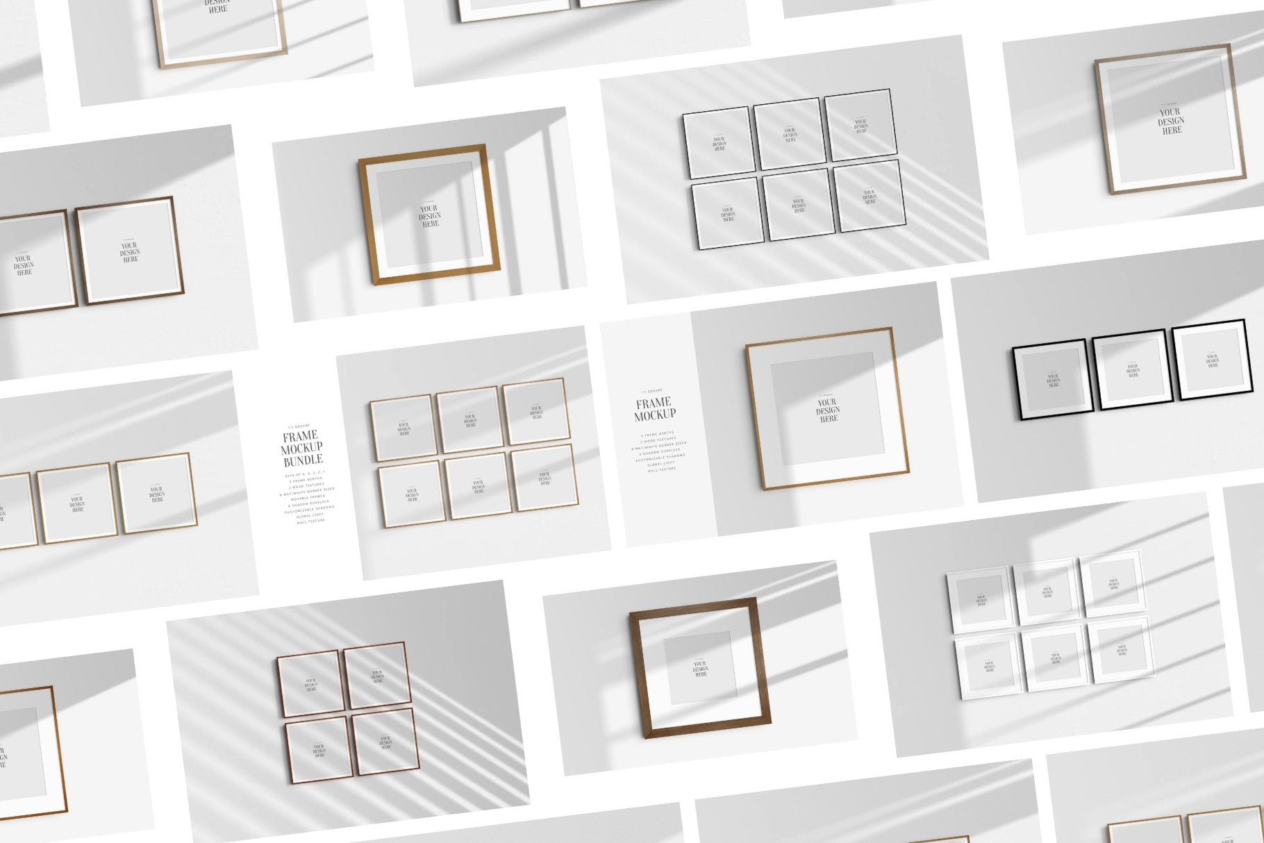 Frame Bundle Frame Mockup Bundle 1:1 | Customizable Square Frame Mockups | PSD ...