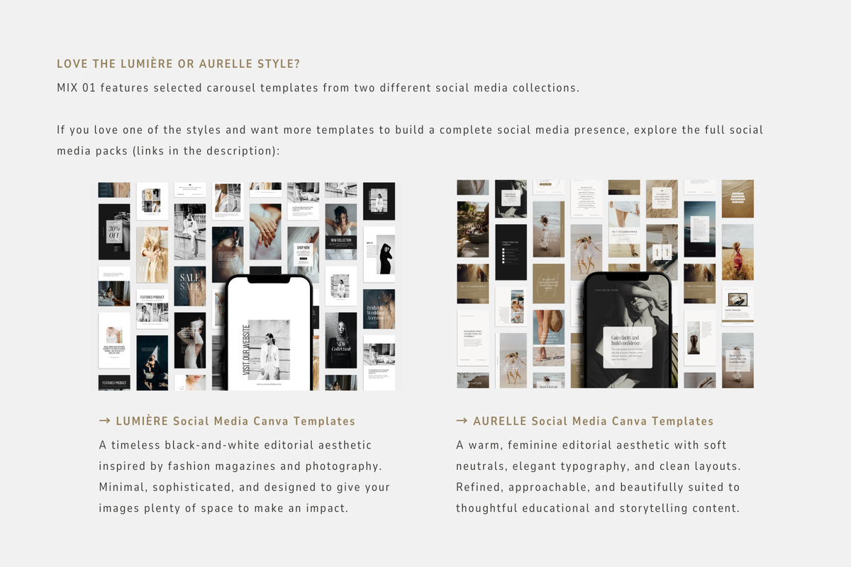 MIX 01 Instagram Carousel Canva Templates for Content Creators | Photography, Storytelling & Education