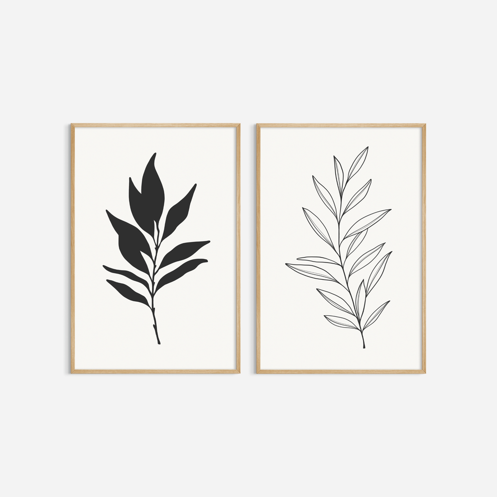 Printable Botanical Wall Art. Neutral Leaf Art Set of 2 Prints. – PAPER ...