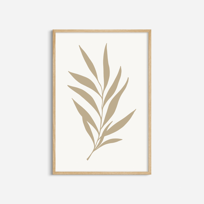 BOTANICAL WALL ART. NEUTRAL LEAF ART SET OF 2 PRINTS. Printable Wall Art Illustration.