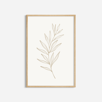 BOTANICAL WALL ART. NEUTRAL LEAF ART SET OF 2 PRINTS. Printable Wall Art Illustration.
