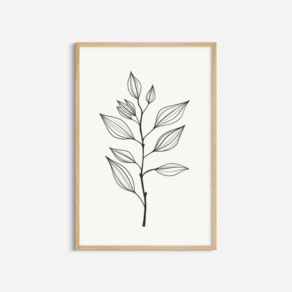 BOTANICAL WALL ART. NEUTRAL LEAF ART SET OF 2 PRINTS. Printable Wall Art Illustration.