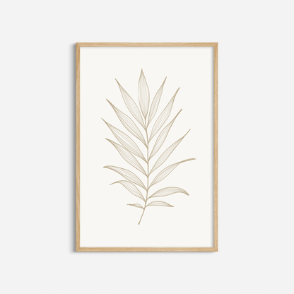 BOTANICAL WALL ART. NEUTRAL TROPICAL LEAF ART SET OF 2 PRINTS. Printable Wall Art Illustration.