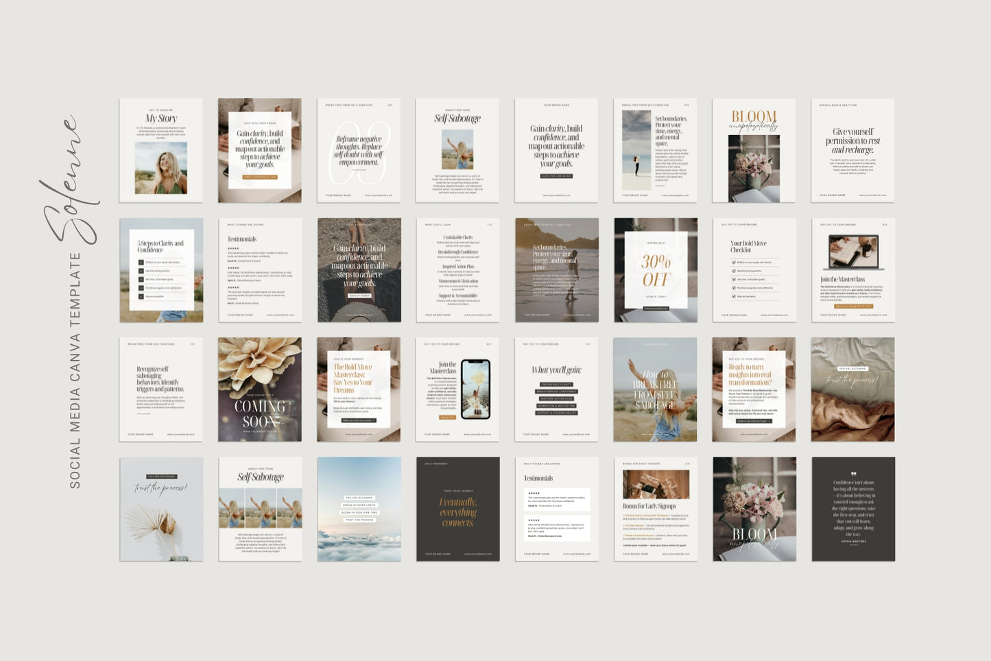 Solenne Social Media Posts &amp; Instagram Stories | Canva Templates | Sleek, Polished, Modern, Elegant, Chic Designs