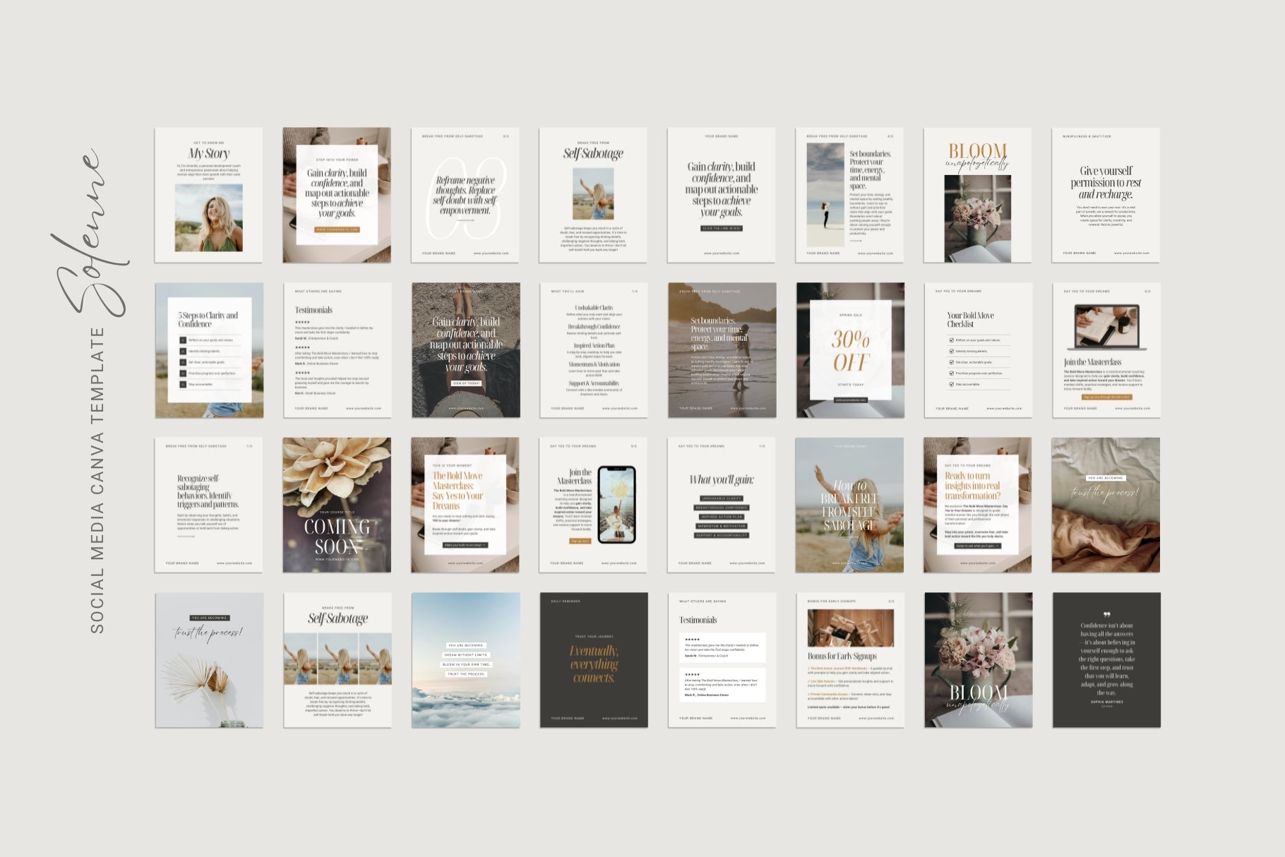 Solenne Social Media Posts &amp; Instagram Stories | Canva Templates | Sleek, Polished, Modern, Elegant, Chic Designs