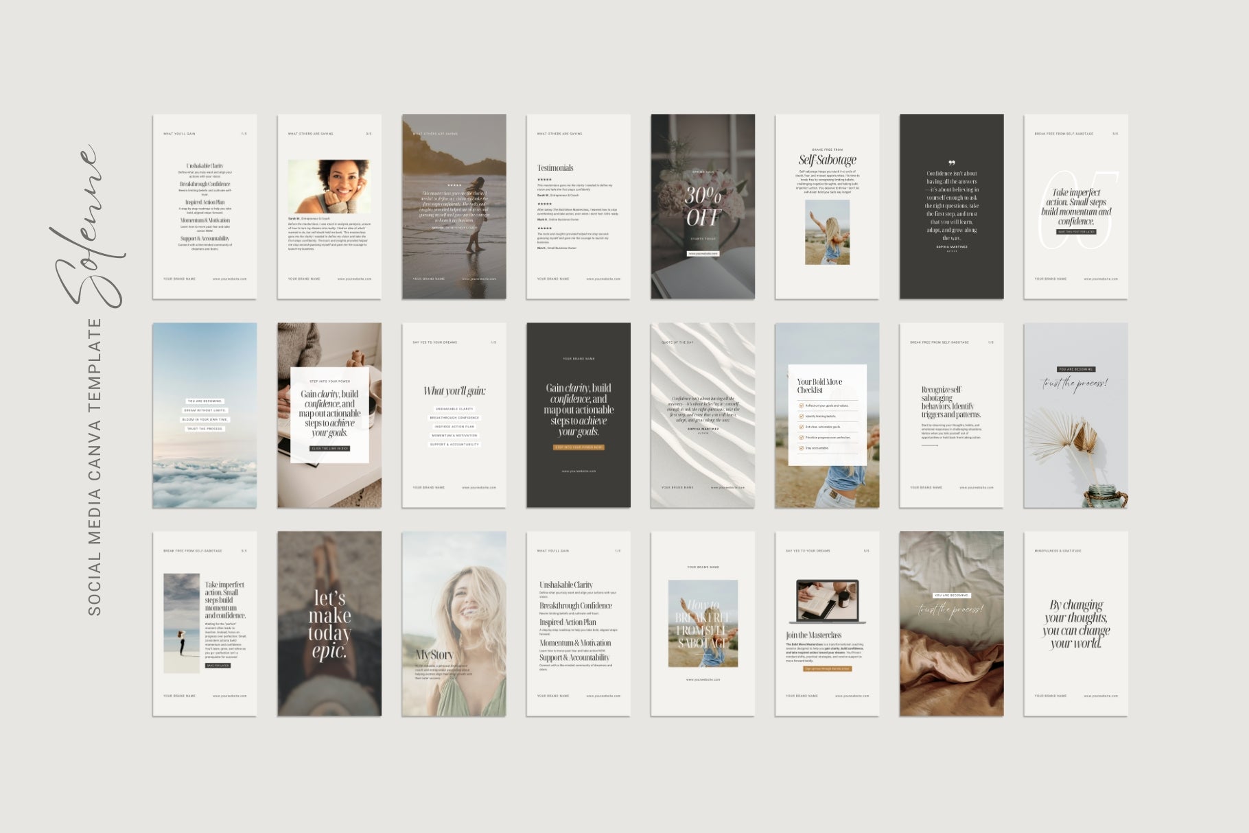 Solenne Social Media Posts &amp; Instagram Stories | Canva Templates | Sleek, Polished, Modern, Elegant, Chic Designs
