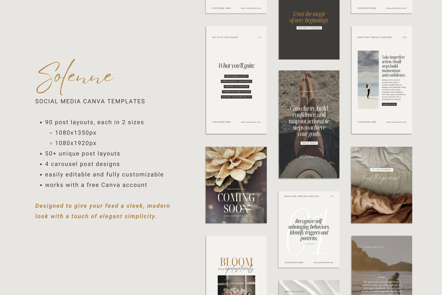 Solenne Social Media Posts &amp; Instagram Stories | Canva Templates | Sleek, Polished, Modern, Elegant, Chic Designs
