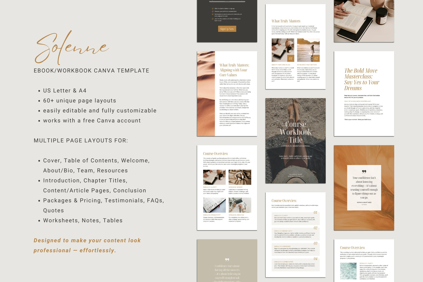 Solenne Ebook & Workbook Canva Template | Lead Magnet Template Canva for Coaches, Course Creators, Entrepreneurs, and Small Business Owners